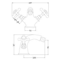 Bayswater White Mono Bidet Mixer With Crosshead & Hex Collar -Sagittarius Taps shop bayswater bayt108 2