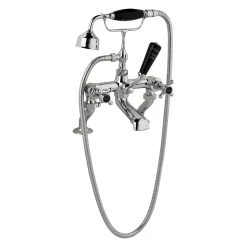 Bayswater Black Bath Shower Mixer With Crosshead & Hex Collar