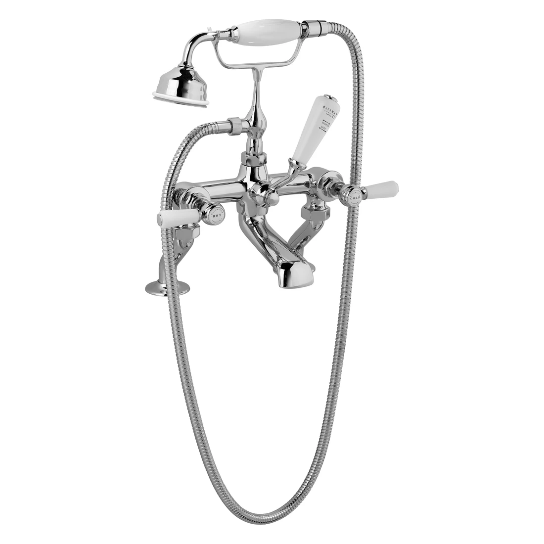 Bayswater White Bath Shower Mixer With Lever & Dome Collar 3 Bayswater White Bath Shower Mixer With Lever & Dome Collar
