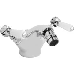 Bayswater White Mono Bidet Mixer With Lever & Hex Collar