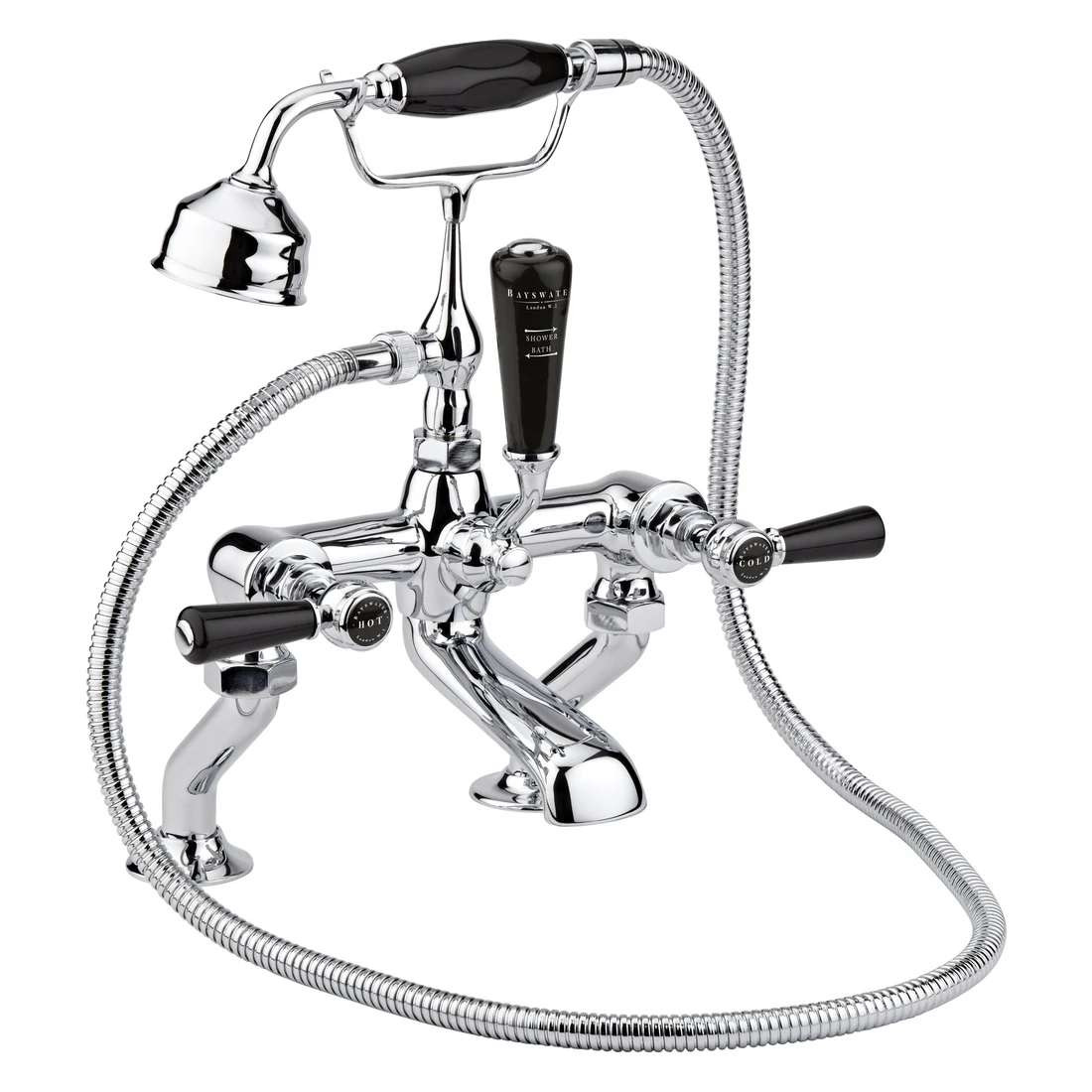 Bayswater Black Bath Shower Mixer With Lever & Hex Collar 3 Bayswater Black Bath Shower Mixer With Lever & Hex Collar