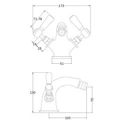 Bayswater Black Mono Bidet Mixer With Lever & Hex Collar -Sagittarius Taps shop bayswater bayt448 2