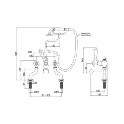 Burlington Anglesey Bath Shower Mixer Chrome/Medici -Sagittarius Taps shop burlington an15med 2