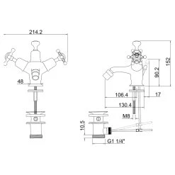 Burlington Birkenhead Bidet Mixer With Pop-Up Waste -Sagittarius Taps shop burlington bi13 2