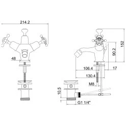 Burlington Birkenhead Bidet Mixer Chrome/Black -Sagittarius Taps shop burlington bi13bla 2