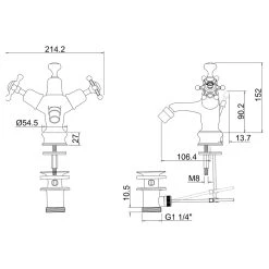 Burlington Birkenhead Regent Bidet Mixer With Pop-Up Waste 5 Burlington Birkenhead Regent Bidet Mixer With Pop-Up Waste -Sagittarius Taps shop burlington bir13 2