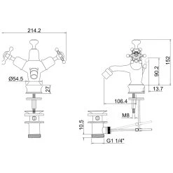 Burlington Birkenhead Regent Bidet Mixer Chrome/Medici -Sagittarius Taps shop burlington bir13med 2