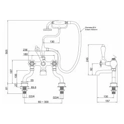 Burlington Birkenhead Regent Deck Mounted Bath Shower Mixer -Sagittarius Taps shop burlington bir15 2