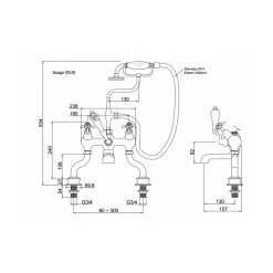 Burlington Birkenhead Regent Angled Bath Shower Mixer Chrome/Black -Sagittarius Taps shop burlington bir19bla 2