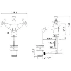 Burlington Claremont Bidet Mixer Tap Chrome/Medici -Sagittarius Taps shop burlington cl13med 2