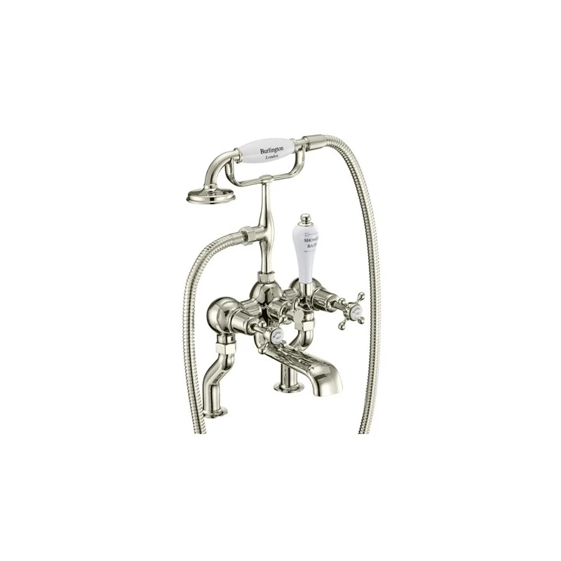 Burlington Claremont Bath Shower Mixer Nickel/White 3 Burlington Claremont Bath Shower Mixer Nickel/White