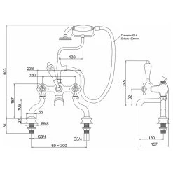 Burlington Claremont Regent Deck Mounted Bath Shower Mixer -Sagittarius Taps shop burlington clr15 2