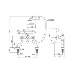 Burlington Claremont Regent Bath Shower Mixer Gold/White -Sagittarius Taps shop burlington clr15qtgold 2
