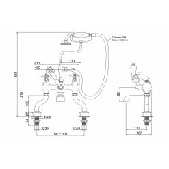 Burlington Claremont Regent Angled Deck Bath Shower Mixer -Sagittarius Taps shop burlington clr19 2