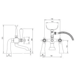 Burlington Stafford Bath Shower Mixer Deck Mounted -Sagittarius Taps shop burlington sta14qt 2