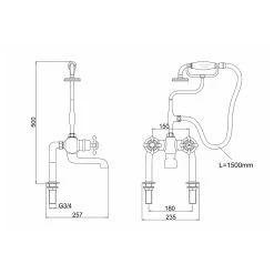 Burlington Tay Thermostatic Deck Bath Shower Mixer -Sagittarius Taps shop burlington t2db 2