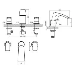 Essential Pisco 3 Hole Bath Filler Chrome -Sagittarius Taps shop essential et1803 2
