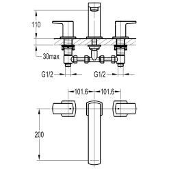 Flova Dekka 3-Piece Bath Mixer -Sagittarius Taps shop flova de3hbf 2