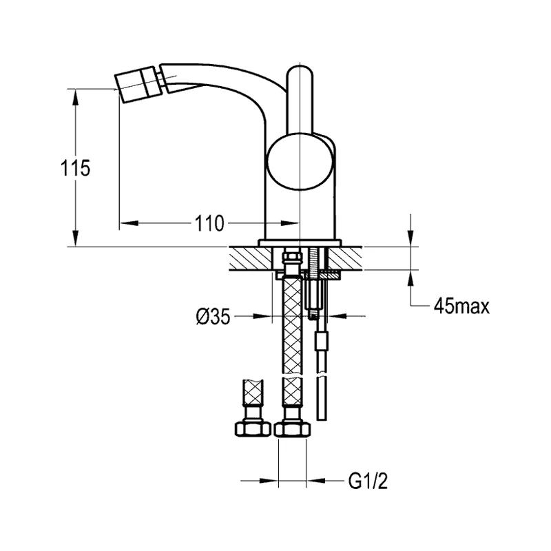Flova Essence Single Lever Bidet Mixer With Clicker Waste 4 Flova Essence Single Lever Bidet Mixer With Clicker Waste - Image 2