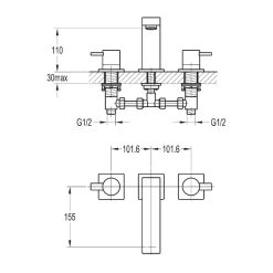 Flova Str8 3-Piece Bath Mixer -Sagittarius Taps shop flova st3hbf 2