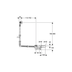 Geberit Bath Drain With Inlet, Ready-To-Fit Set, Adaptor, Long -Sagittarius Taps shop geberit 150713211 2