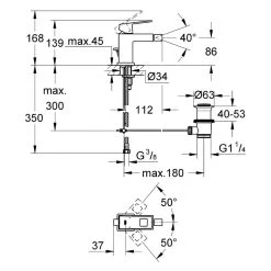 Grohe Eurocube Bidet Mixer 1/2″ Small 23138 -Sagittarius Taps shop grohe 23138000 2