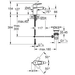Grohe Bauloop EcoJoy Bidet Mixer With Pop Up Waste 23338 -Sagittarius Taps shop grohe 23338001 4