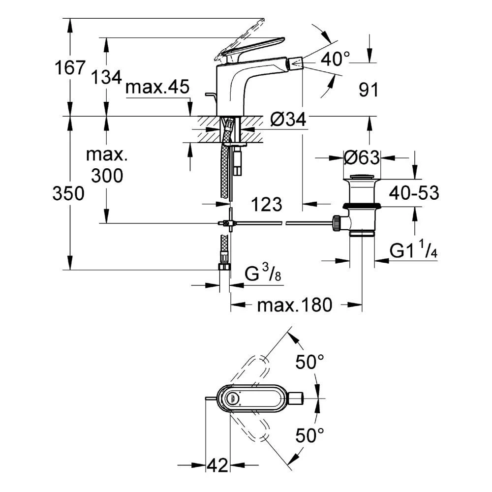 Grohe Veris Bidet Mixer 1/2″ Medium 32193 4 Grohe Veris Bidet Mixer 1/2″ Medium 32193 - Image 2