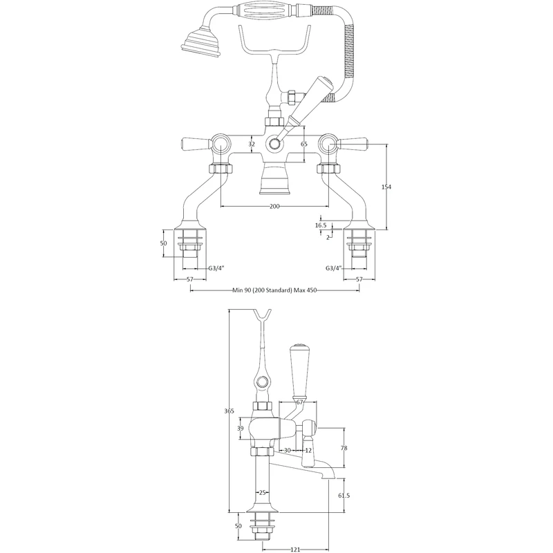 Hudson Reed White Topaz Lever Bath Shower Mixer Dome 4 Hudson Reed White Topaz Lever Bath Shower Mixer Dome - Image 2