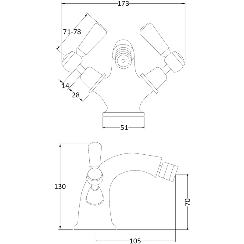 Hudson Reed White Topaz Lever Bidet Tap Dome 4 Hudson Reed White Topaz Lever Bidet Tap Dome - Image 2