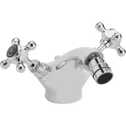 Hudson Reed Black Topaz Crosshead Bidet Tap Hexagonal Collar
