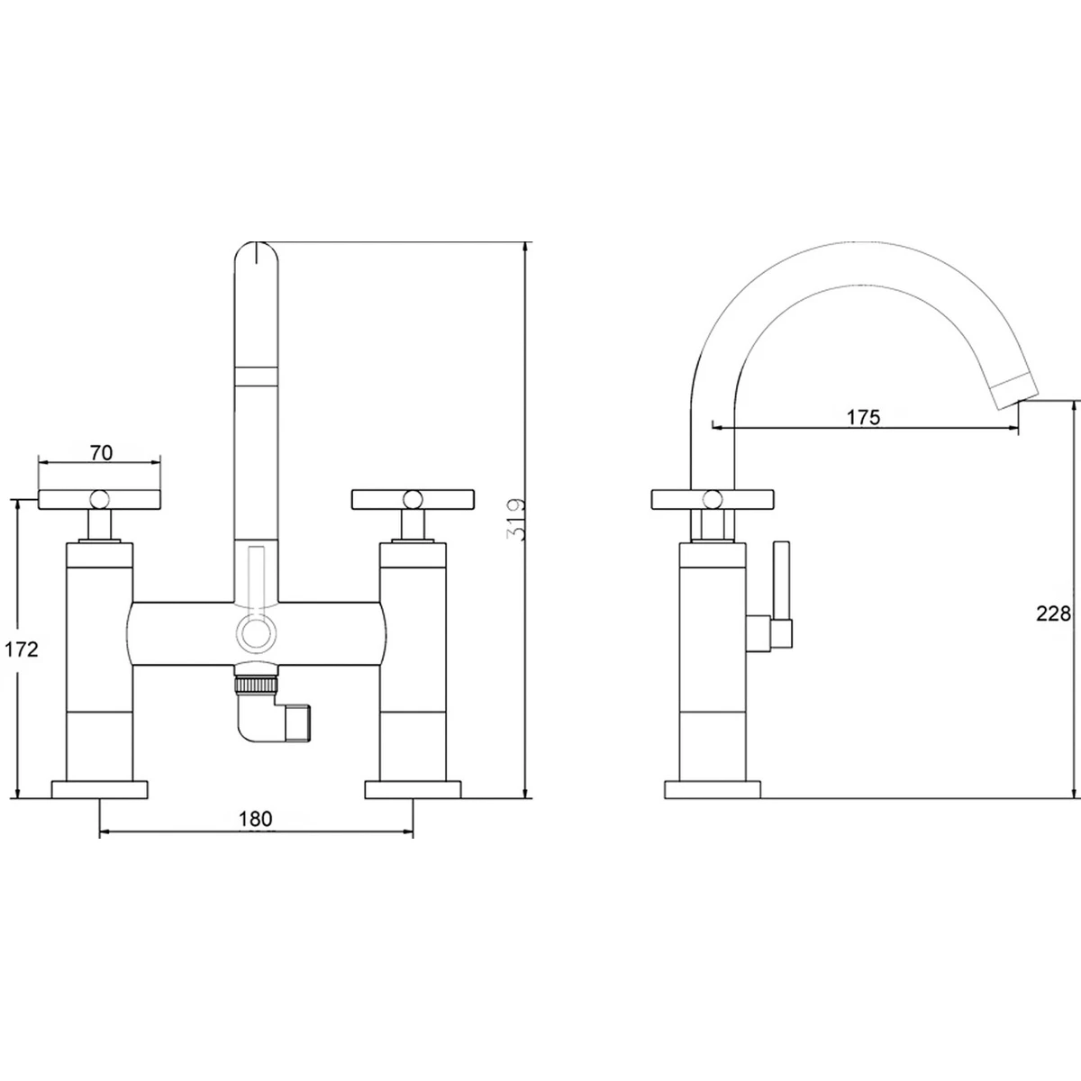 Hudson Reed Tec Crosshead Bath Shower Mixer 4 Hudson Reed Tec Crosshead Bath Shower Mixer - Image 2