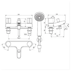 Ideal Standard Alto Bath Shower Mixer Tap With Shower Set -Sagittarius Taps shop ideal standard b9675aa 2