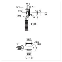 Ideal Standard Luxury Bath Filler Pop-Up Waste & Overflow E1487 -Sagittarius Taps shop ideal standard e1487aa 2