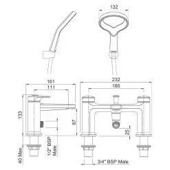 Methven Aio Deck Mounted Bath & Shower Mixer Chrome 5 Methven Aio Deck Mounted Bath & Shower Mixer Chrome -Sagittarius Taps shop methven aobsmcpuk 2