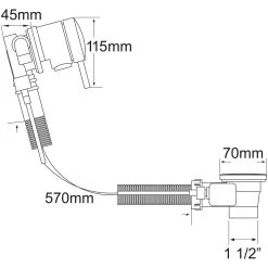 Methven 1 1/2″ Bath Fill & Overflow Waste Matte Black -Sagittarius Taps shop methven puw206bk 2