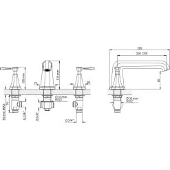 Perrin & Rowe Deco 3 Hole Bath Filler, Lever 5 Perrin & Rowe Deco 3 Hole Bath Filler, Lever -Sagittarius Taps shop perrin rowe 3158cp 2