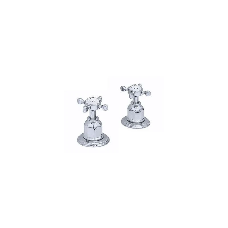 Perrin & Rowe Pair Of 3/4″ Deck Valves Crosshead Handles Pewter 3 Perrin & Rowe Pair Of 3/4″ Deck Valves Crosshead Handles Pewter