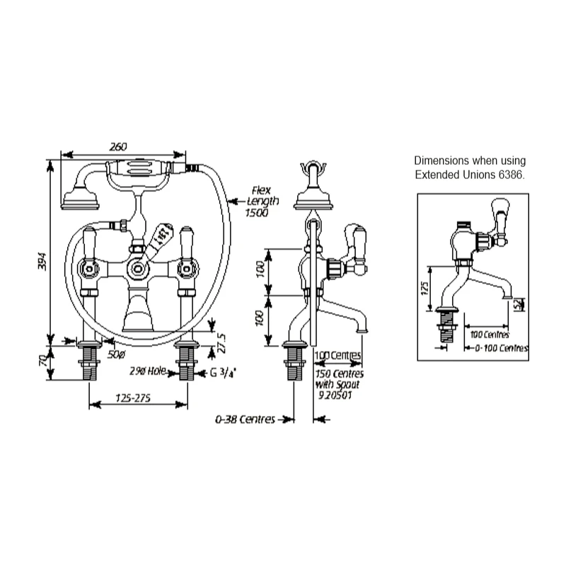 Perrin & Rowe Traditional Lever Bath Shower Mixer Pewter 4 Perrin & Rowe Traditional Lever Bath Shower Mixer Pewter - Image 2