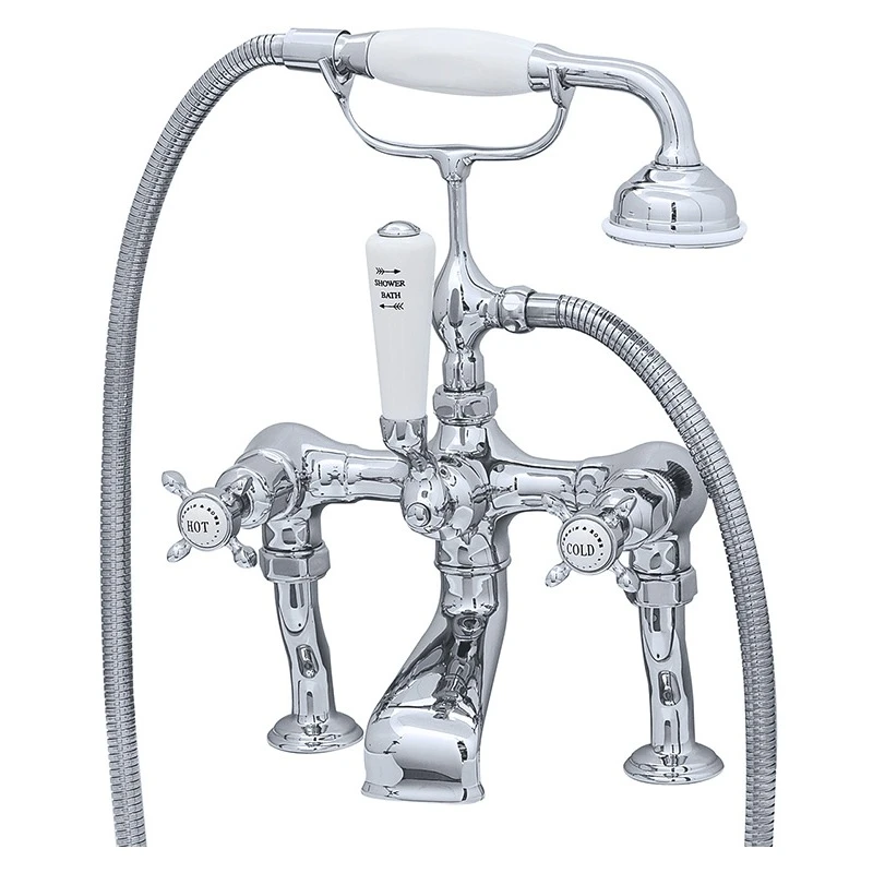Perrin & Rowe Traditional Bath Shower Mixer & Pillar Unions, Cross 3 Perrin & Rowe Traditional Bath Shower Mixer & Pillar Unions, Cross