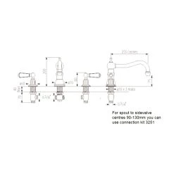 Perrin & Rowe 3 Hole Lever Bath Mixer Country Spout Nickel -Sagittarius Taps shop perrin rowe 3755ni 2