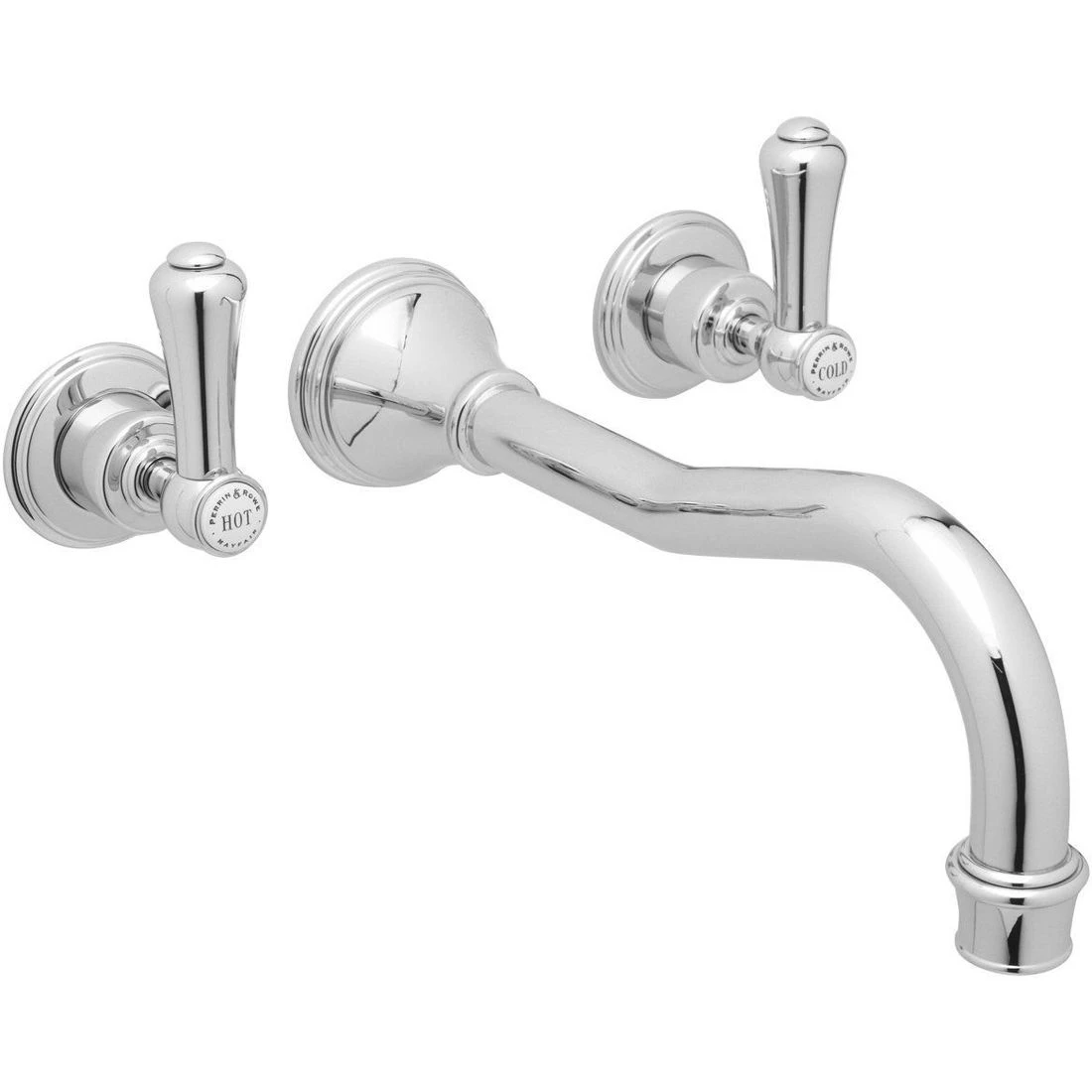Perrin & Rowe Georgian Lever 3 Hole Country Spout Wall Bath Filler Pewter 3 Perrin & Rowe Georgian Lever 3 Hole Country Spout Wall Bath Filler Pewter