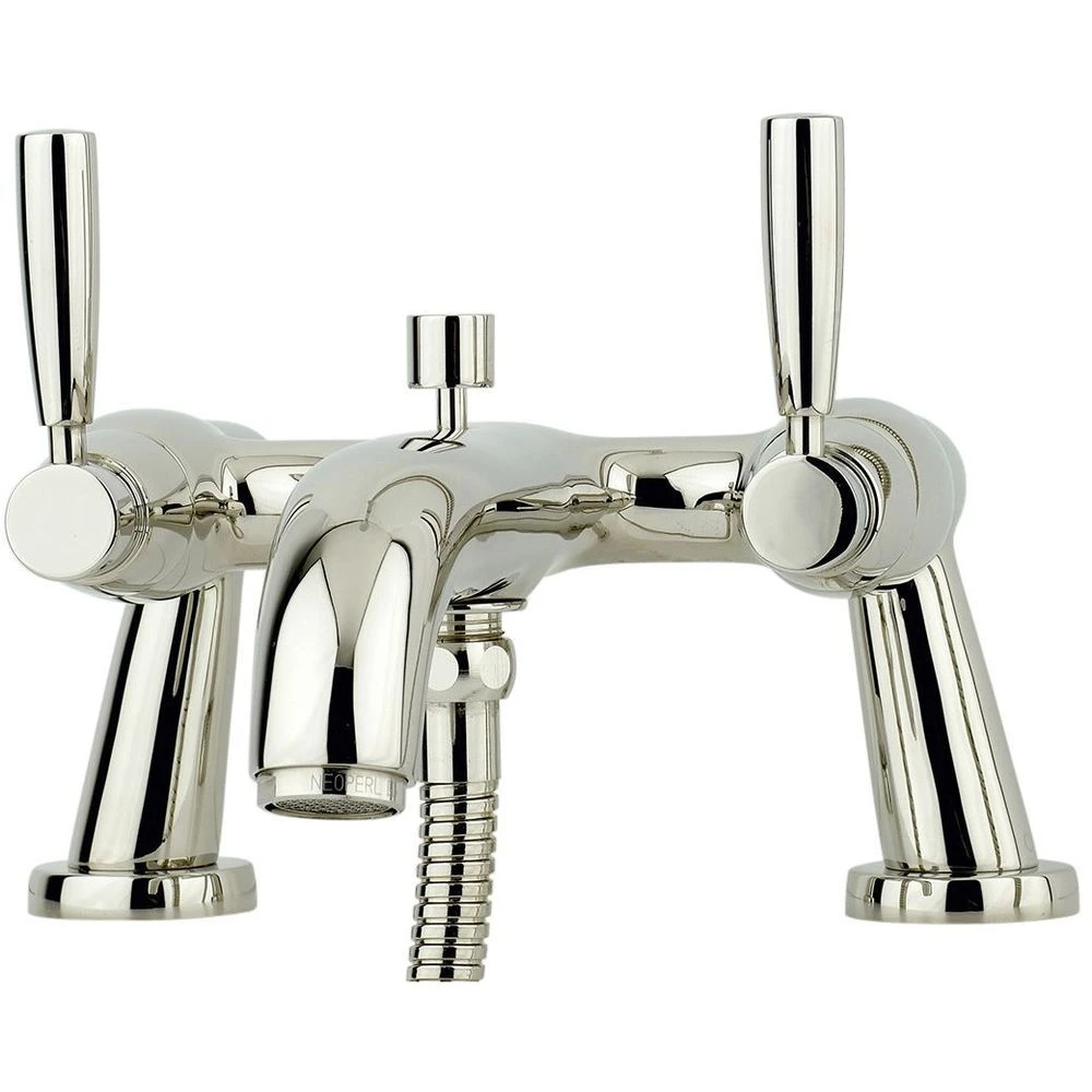 Perrin & Rowe Deck Bath Shower Mixer With Lever Handles Nickel 3 Perrin & Rowe Deck Bath Shower Mixer With Lever Handles Nickel