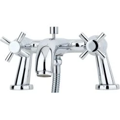 Perrin & Rowe Deck Bath Shower Mixer Crosshead Handles Nickel