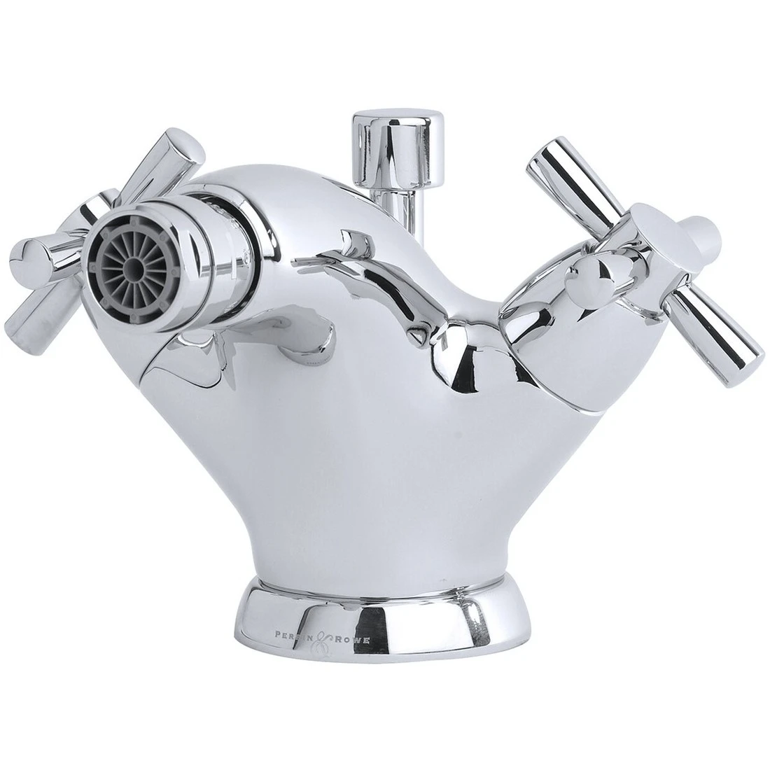Perrin & Rowe Monobloc Bidet Mixer With Crosshead Handles Nickel 3 Perrin & Rowe Monobloc Bidet Mixer With Crosshead Handles Nickel