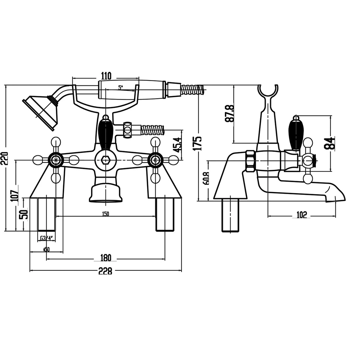 Premier® Premier Viscount Bath Shower Mixer 4 Premier® Premier Viscount Bath Shower Mixer - Image 2