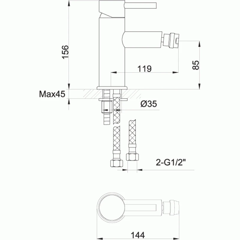 Pura Bathrooms Imex Pura Ivo Single Lever Bidet Mixer 4 Pura Bathrooms Imex Pura Ivo Single Lever Bidet Mixer - Image 2