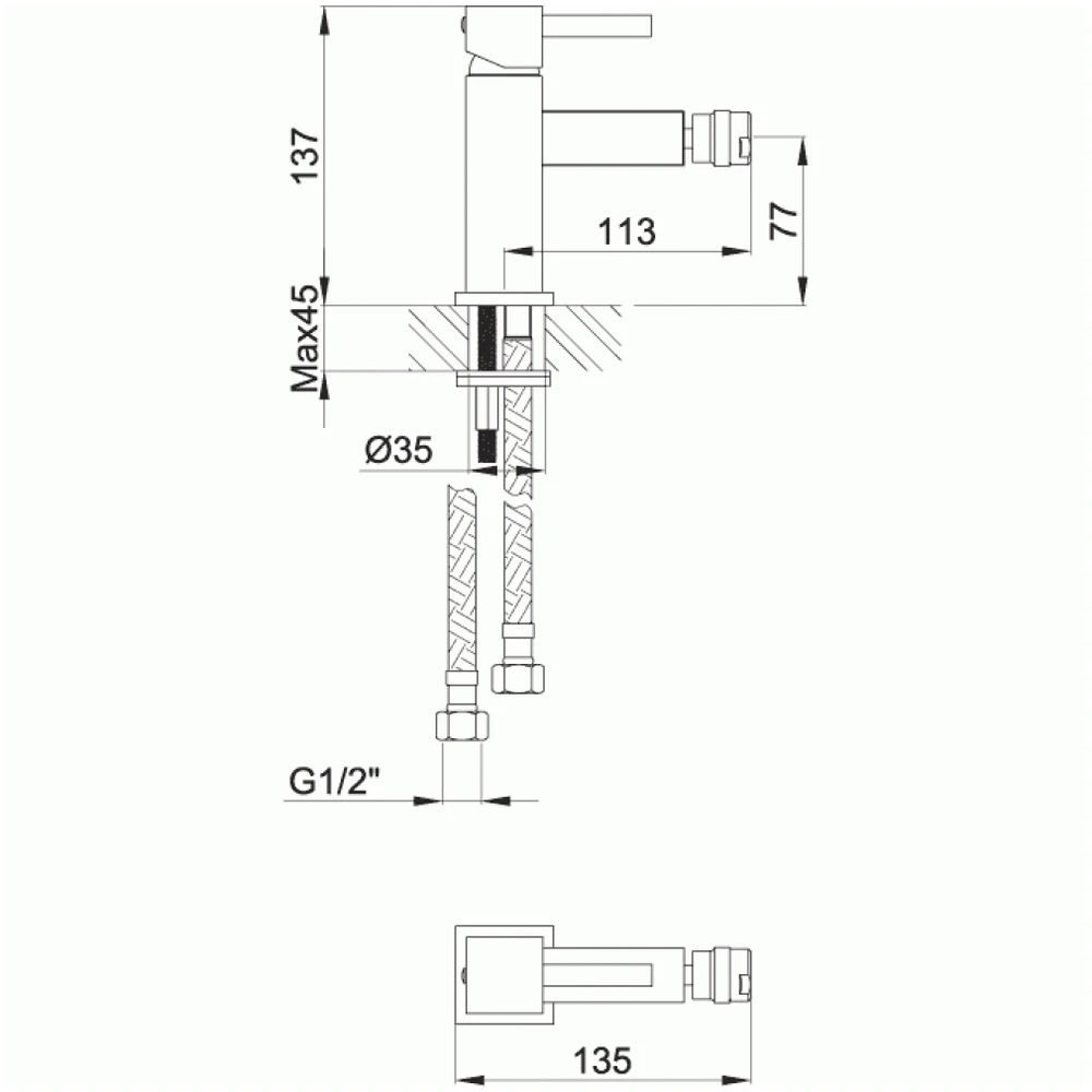 Pura Bathrooms Imex Pura Sq2 Single Lever Bidet Mixer Tap 4 Pura Bathrooms Imex Pura Sq2 Single Lever Bidet Mixer Tap - Image 2