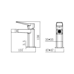 RAK CERAMICS RAK Petit Square Bidet Mixer Brushed Gold -Sagittarius Taps shop rak rakpes3006g 2