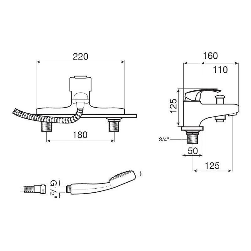 Roca Monodin-N Deck Mounted Bath Shower Mixer 4 Roca Monodin-N Deck Mounted Bath Shower Mixer - Image 2